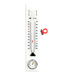 Termohigrómetro analógico de pared con temperatura máxima y mínima para interior o exterior rango -30 a 70ºC y 0 a 100%HR Termohigrómetro analógico de pared con temperatura máxima y mínima para interior